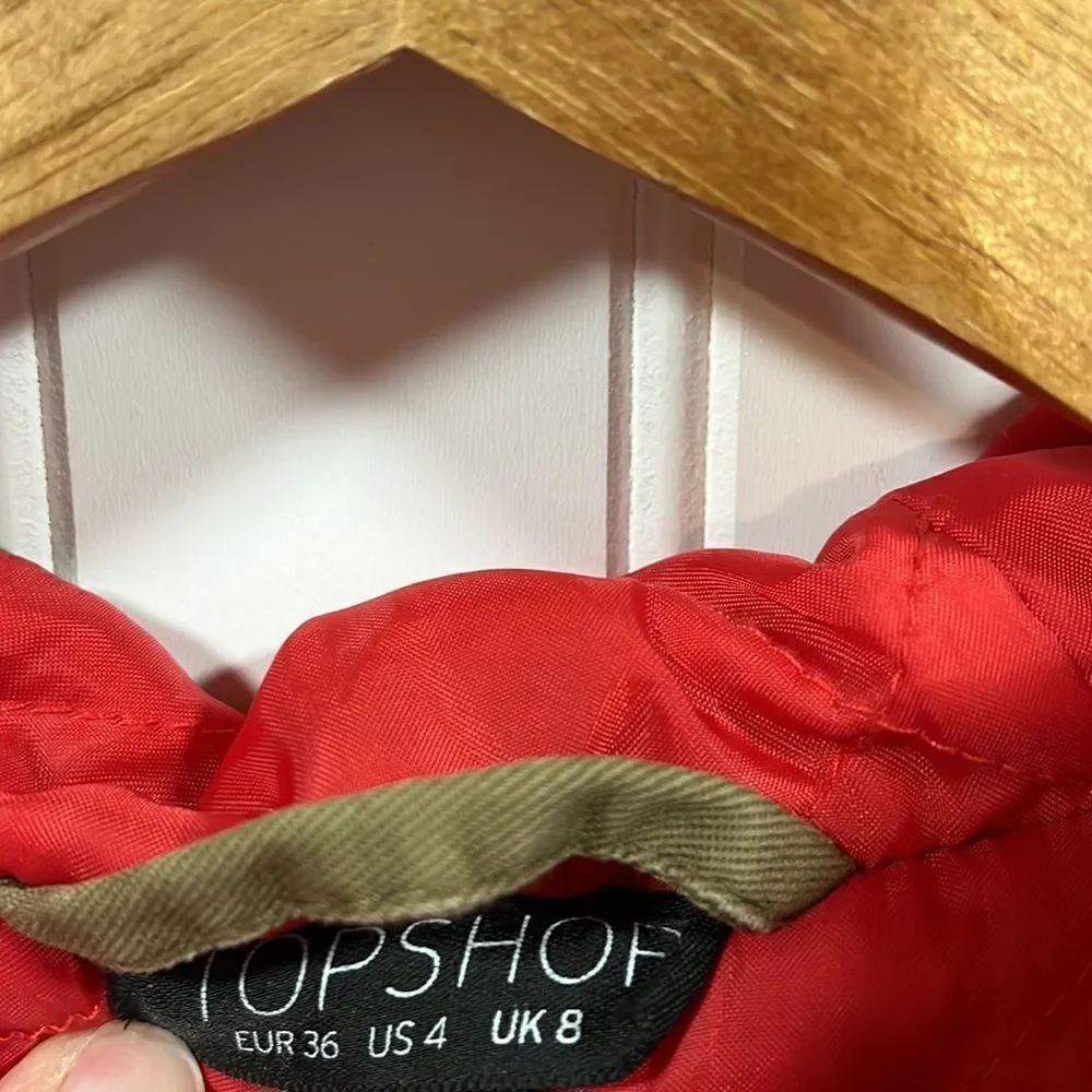 Top shop tan hooded full zip cargo coat